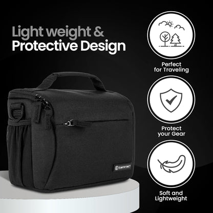 Tamrac Jazz 45 v2.0 Camera Bag for Photographers, Camera Case for Photography Accessories, Shoulder Bag for DSLR and Mirrorless Cameras, Crossbody Camera Bag, Travel Camera Carrying Case – Black