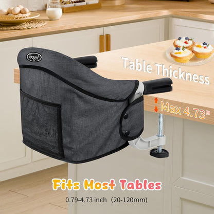 Toogel Hook on High Chair: Portable & Foldable High Chair for Babies & Toddlers 6-36 Months, 37 lbs, Black