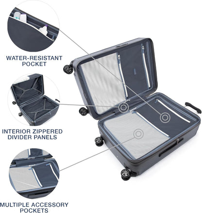 Travelpro Platinum Elite Hardside Expandable Checked Luggage, 8 Wheel Spinner, TSA Lock, Hard Shell Polycarbonate Suitcase, Vintage Grey, Checked Medium 25-Inch
