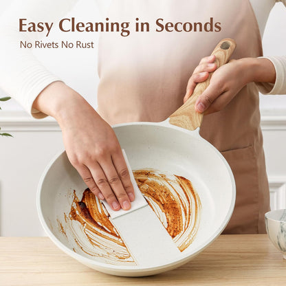 SENSARTE Nonstick Ceramic Frying Pan Skillet with Lid, 10 Inch Omelet Pan, Healthy Non Toxic Chef Pan, Induction Compatible Egg Pan with Heat Resistant Handle, Free of Intentionally Added PFAS/PTFE