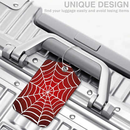 2 Pack Luggage Tags for Suitcases Spider Web Leather Luggage Tags Privacy Cover ID Label with Stainless Steel Loop and Address Card for Women Men Travel Bag Backpack