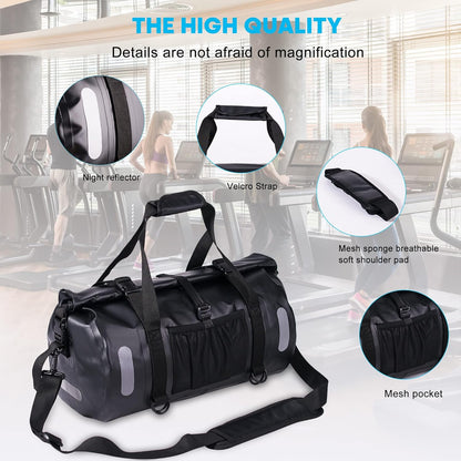 WILD HEART Waterproof Bag Duffel Bag 20L 30L 40L with Welded Seams Shoulder Straps, Mesh Pocket for Kayaking, Camping, Boating,Bicycle,Motorcycle