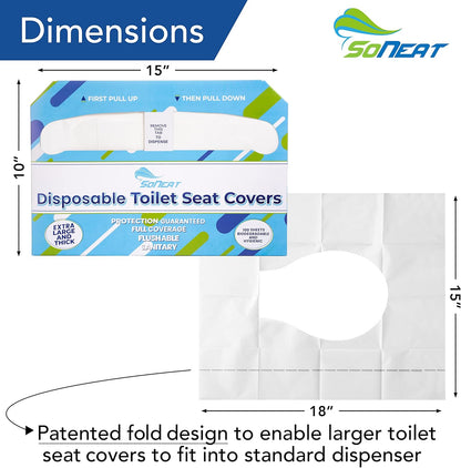 Disposable Toilet Seat Cover - 200 Sheets of XL Half Fold Flushable Paper Toilet Seat Liners for Commercial and Public Facilities, Premium Portable Potty Covers for Kids, Colorful (2 Pack)