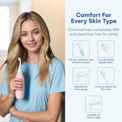 HAPPYPO Butt Shower - Portable Bidet with Travel Bag - Easy-Bidet 2.0 Replaces Wet Wipes and Shower Toilet - Rose