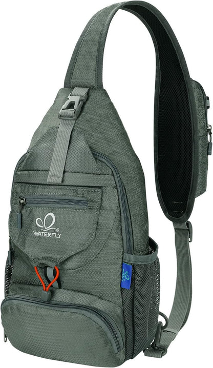 WATERFLY Packable Small Crossbody Sling Backpack Shoulder Chest Bag Daypack for Hiking Traveling