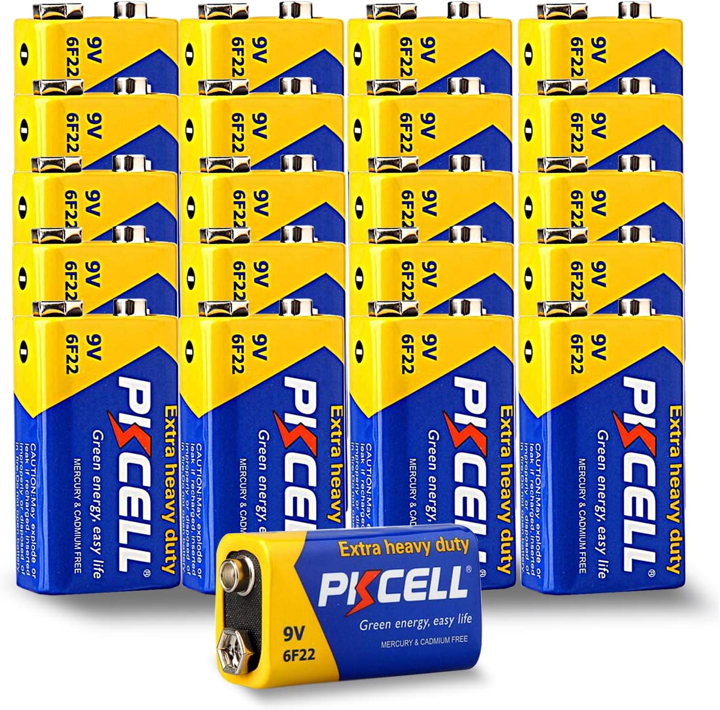 PKCELL 9V Dry Battery (100 Count)– Ultra Long-Lasting 9 Volt Carbon Zinc Battery, 3-Year Shelf Life, Leak-Proof 9V Battery for Smoke Detectors