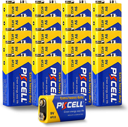 PKCELL 9V Dry Battery (100 Count)– Ultra Long-Lasting 9 Volt Carbon Zinc Battery, 3-Year Shelf Life, Leak-Proof 9V Battery for Smoke Detectors