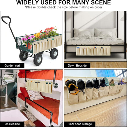 RV Shoe Pockets 10 Pockets Heavy Hanging Bedside Storage Organizer with Sturdy Hooks Storage Pockets Hangs on bed for Shoes Toys and Tool Accessories