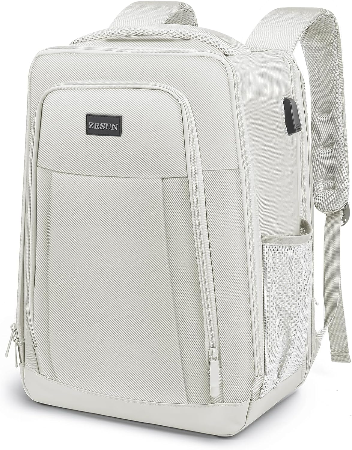 Travel Backpack, Business Anti Theft Slim Sturdy Laptops Backpack with USB Charging Port, Water Resistant College School Laptop Bag for Men & Women Fits 15.6 Inch Notebook (Beige)