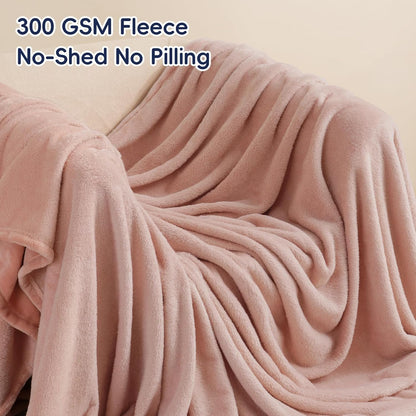 PHF Ultra Soft Fleece Blanket Twin Size, No Shed No Pilling Luxury Plush Cozy 300GSM Lightweight Blanket for Bed, Couch, Chair, Sofa Suitable for All Season, 66" x 90", Rose Pink