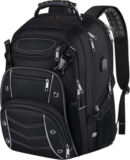 VECKUSON 18.4 Laptop Backpack for unisex, 60L Extra Large Gaming Laptops Back Bag with USB Charger Port,TSA Friendly Flight Approved and RFID Anti-Theft Pocket Heavy-duty Pack,21.3*15.7*11.8inch Grey