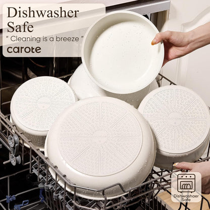 CAROTE 19pcs Pots and Pans Non Stick, Cookware Sets Detachable Handle, Induction Kitchen Pots and Pans,NonStick Cooking Set, Oven/Dishwasher/Fridge Safe, Space Saving