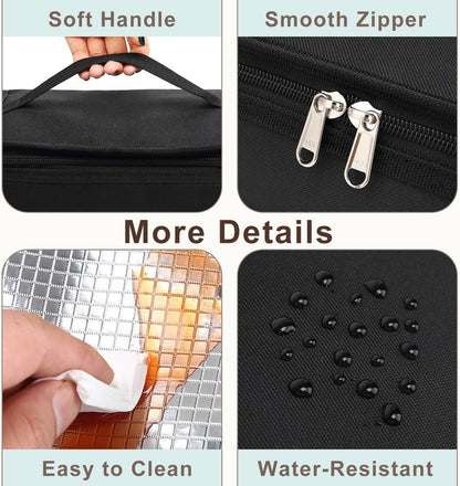 FlowFly Small Insulated Lunch box Portable Soft Bag Mini Cooler Thermal Meal Tote Kit with Handle for Work, Plaid