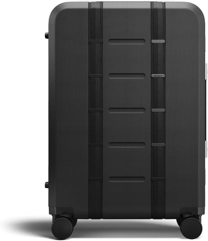 D_b_ Ramverk Pro Medium Check-In 25 Inch Hardside Luggage Extra Protection Aluminum Frame, Silent 360 Spinner Wheels, TSA Lock, Interior Laptop Compartment - Silver Frame/Black