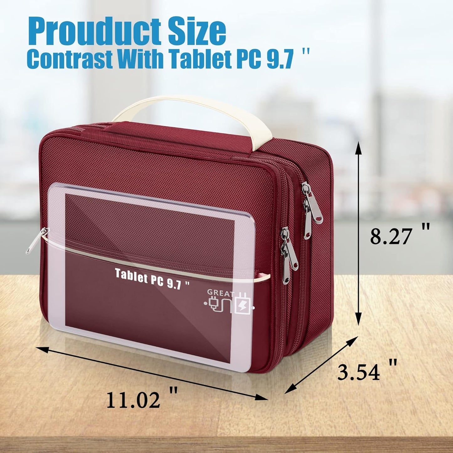 SELLYFELLY Electronics Travel Organizer, Double Layer Cable Organizer Bag Watreproof Electronics Accessories Storage Bag for Cord, Charger, Phone, Power Bank, Hard Drive
