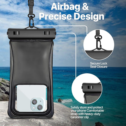NEPHI IP68 Waterproof Phone Pouch 2 Pack-Up to 7.0"，Adjustable Neck Lanyard Floating Waterproof Phone Case for iPhone,Phone Dry Bags for Vacation Beach Pool Travel Essentials (Pink Blue 2 Pack)