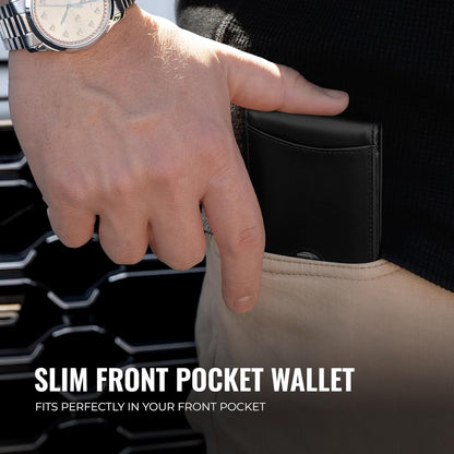 Kingly Cash Pocket Slim Wallet for Men - RFID Blocking Leather Card Holder - Minimalist Men’s Wallet for Front Pockets - Holds 1-15 Cards & Cash - Durable Italian Leather Wallets