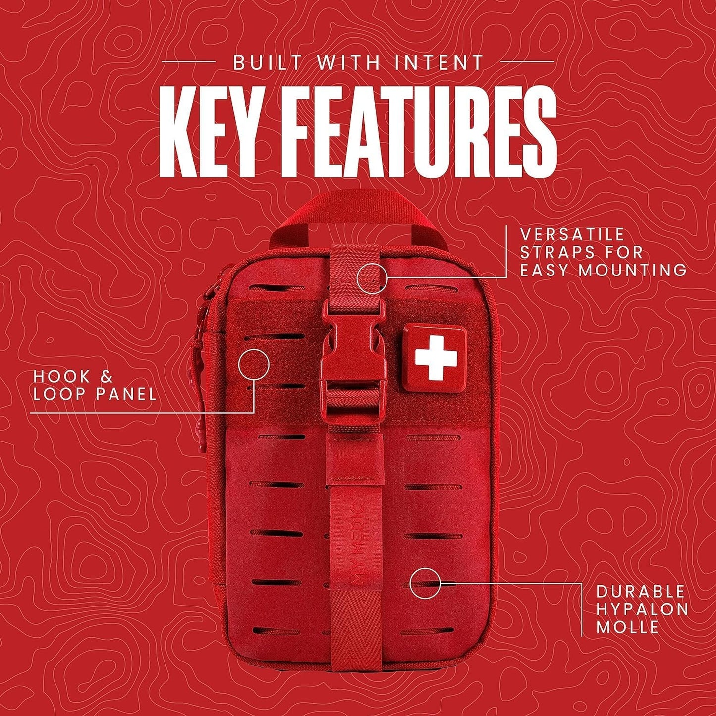 My Medic MyFak Mini First Aid Kit - Small and Lightweight for Camping Hiking and Backpacking - IFAK with 70 Items - HSA/FSA Great for Travel - Red