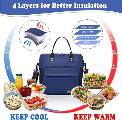 TuErCao Bule Lunch Box for Women Insulated Lunch Bag for Female Adult for Work, Lunch Cooler for Women