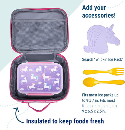 Wildkin Kids Insulated Lunch Box – Durable and Reusable for School & Travel - Magical Unicorns