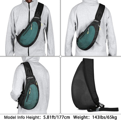 G4Free Sling Bag for Men Women, Small Crossbody Backpack Lightweight Chest Shoulder Bags for Travel, Outdoor and Sports (Dark Green)