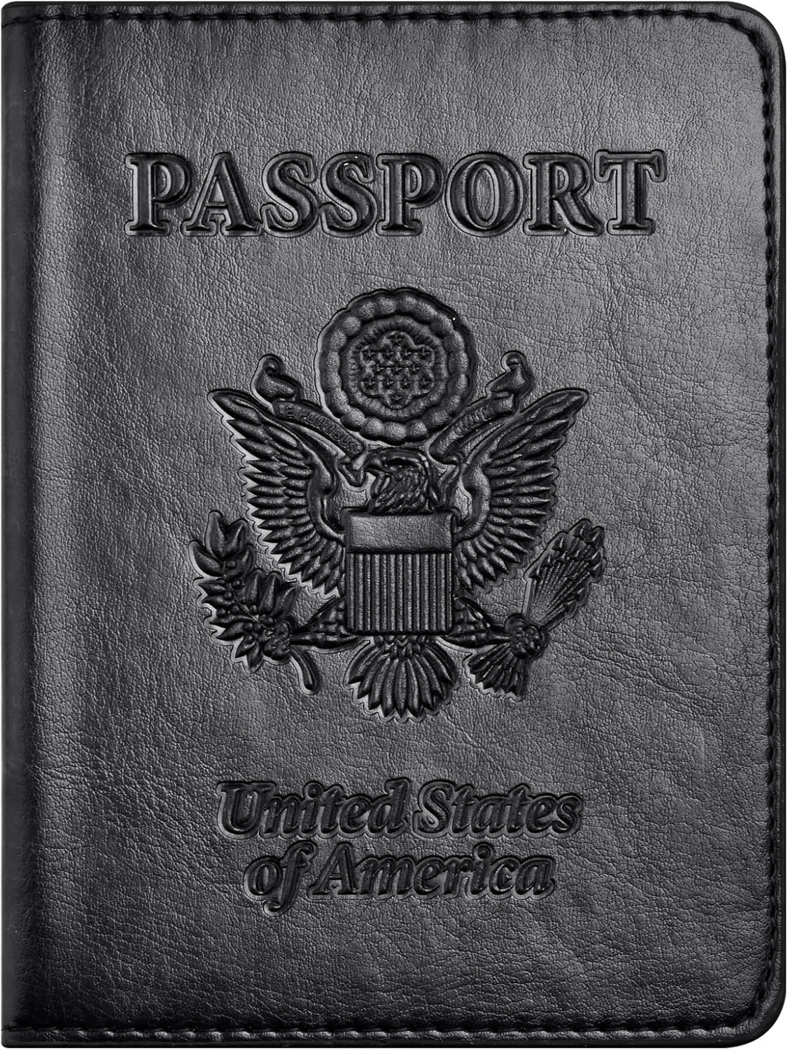 Eoehro Passport and Vaccine Card Holder Combo, Faux Leather, Compact, Lightweight, Waterproof, AA-Black