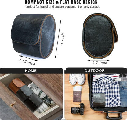 Longjet Watch Roll Travel Case for Men Portable Watches Organizer Box with Removable Velvet Pillow Holder (1 Slot Blue Grey)