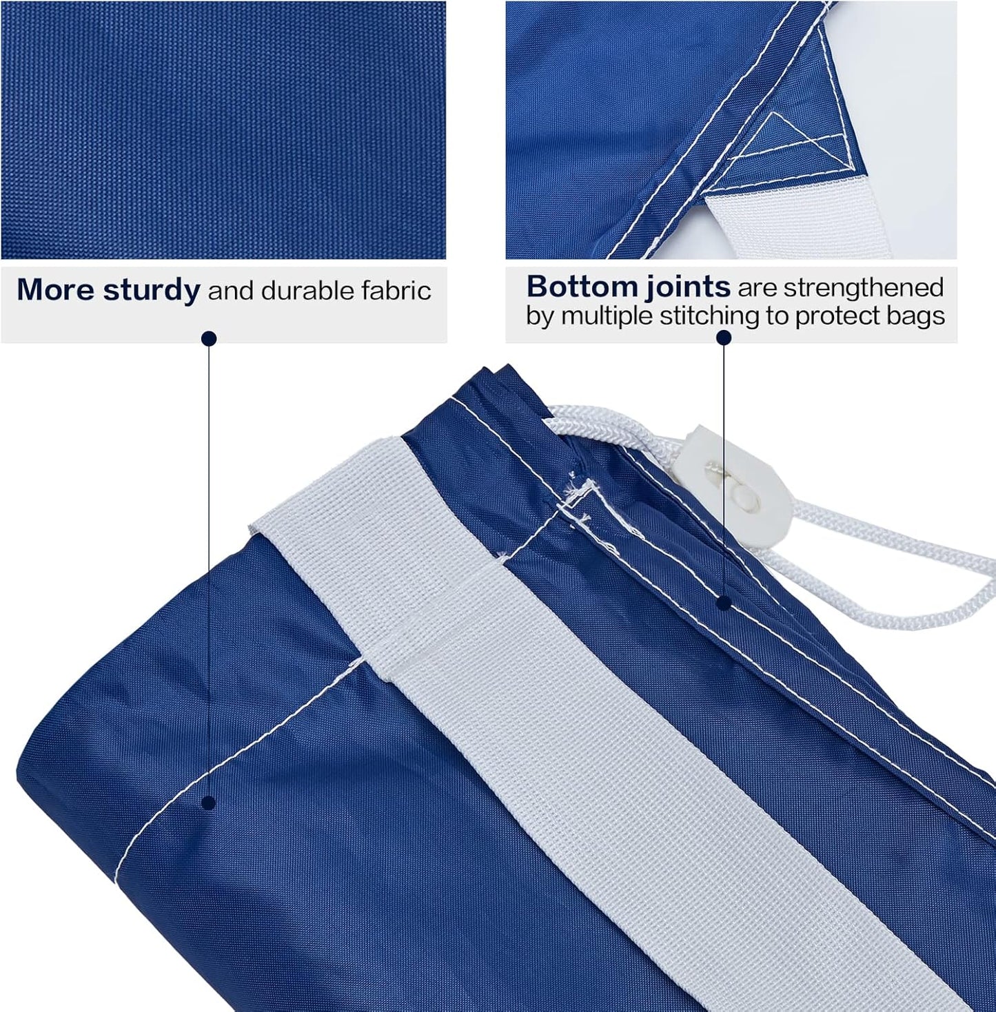 HOMEST 2 Pack XL Nylon Laundry Bag with Strap, Large Dirty Clothes Organizer, Easy Fit a Laundry Hamper or Basket, Can Carry Up to 4 Loads of Laundry, Sky Blue and Blue