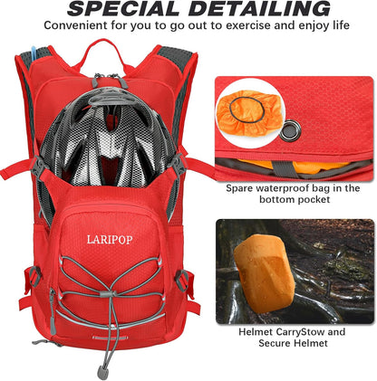 LARIPOP Hydration Backpack, 18L Hiking Backpack with 2L Water Bladder, Lightweight Water Pack for Cycling, Hiking, Biking