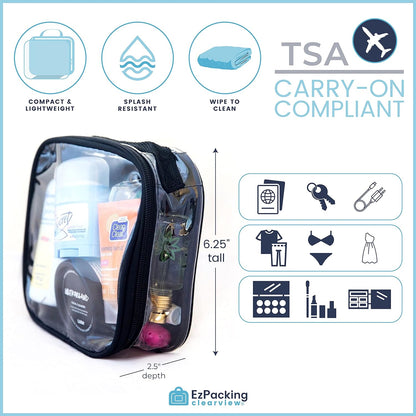 EzPacking Clear TSA Approved 3-1-1 Travel Toiletry Bag for Carry On/Quart Size Transparent Liquids Pouch for Airport Security/Reusable See Through Vinyl & PVC Plastic Organizer Men Women (Burgundy)
