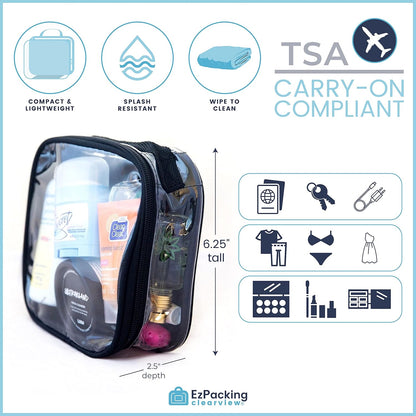 EzPacking Clear TSA Approved 3-1-1 Travel Toiletry Bag for Carry On/Quart Size Transparent Liquids Pouch for Airport Security & Carry On (Rose)