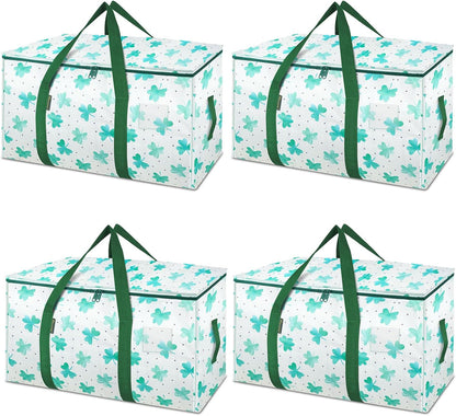 BALEINE 4-Pack Oversized Moving Bags with Reinforced Handles, Heavy-Duty Storage Tote for Clothes, Moving Supplies (Clover, 4-Pack)