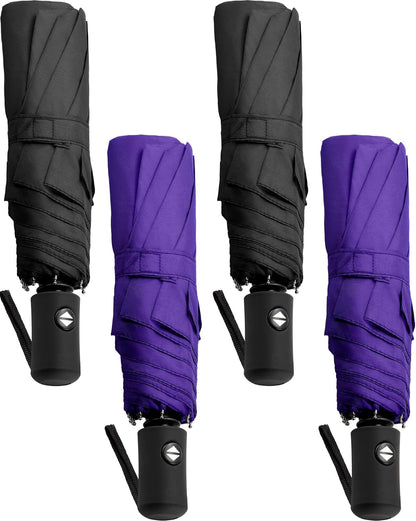 Yahenda 4 Pack Windproof Travel Umbrellas Bulk Automatic Open and Close Umbrella Folding Rain Umbrella for Men Women
