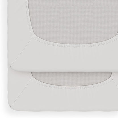 Foundations Full Size Travel Sleeper Folding Hotel Crib and Sheet Bundle - Includes Wooden Portable Crib with 3" Foam Mattress (Natural) and 6-Pack White Fitted Full Size Sheets