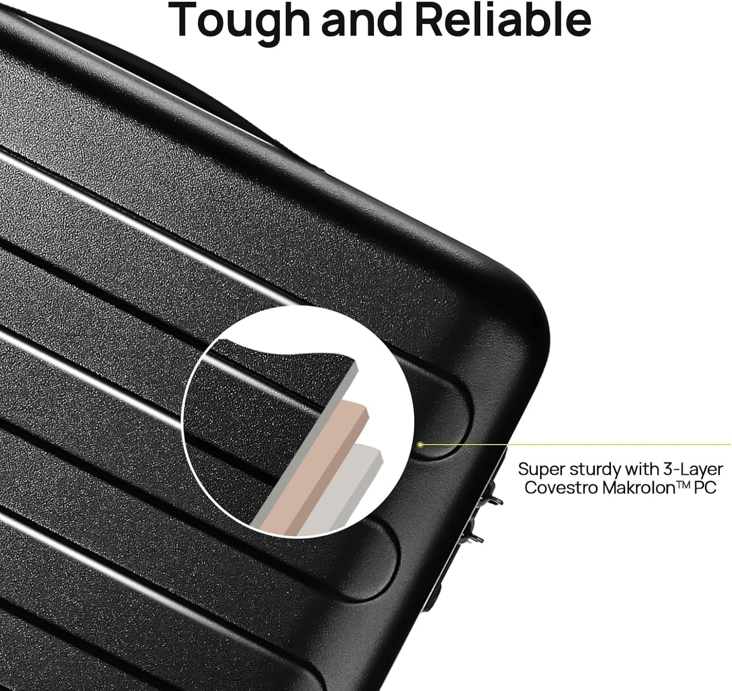 Carry on Luggage 22 X 14 X 9 Airline Approved, 20 Inch Luggage for 3-5 Days Travel, Double Spinner Wheels, 100% Hardshell PC, TSA Lock (01-Black (Basic), Checked 26-Inch)