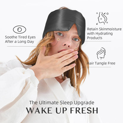 Silk Sleep Mask for Women and Men, Side Sleeper, 22 Momme Pure Mulberry Silk Total Blackout 100% Mulberry Eye Mask with Adjustable Headband Full Size, Eye Masks for Sleeping and Travel