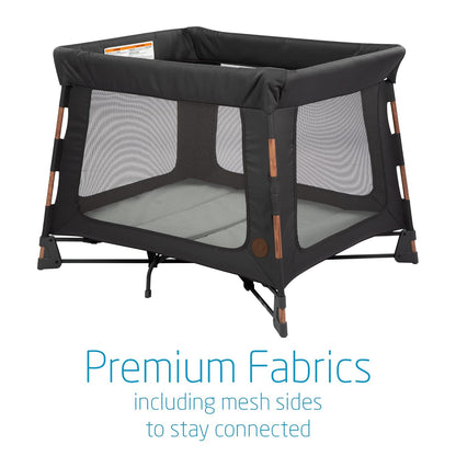 Maxi-Cosi Swift Lightweight Portable Playard, 1-Step Fold PlaypenWith Travel Bag, 2-Stage Mattress for Newborn to Toddlers, Essential Graphite