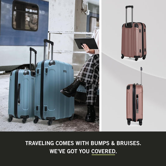 Kenneth Cole REACTION Out of Bounds Lightweight Hardshell 4-Wheel Spinner Luggage, Rose Gold, 24-Inch Checked