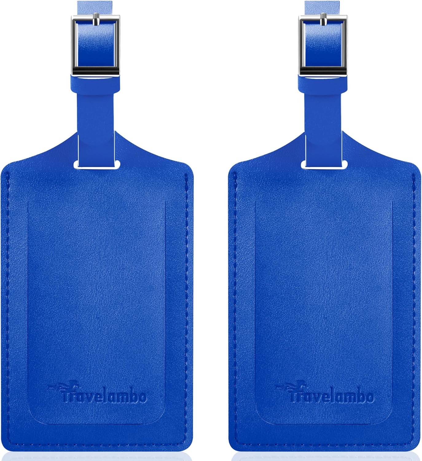 Travelambo Luggage Tags for Suitcases Faux Leather Privacy Protection 2 Pack Bag Tags Travel Accessories Essential, Fresh Blue