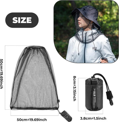 Mosquito Head Net for Insects, Bug Net for Head, Extra Fine Fly Screen Holes for Camping, Fishing,Hiking, Fits All Hats for Men Women