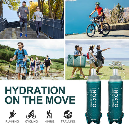 INOXTO Soft Flask,Collapsible Soft Water Bottles for Hydration Vests and Running Packs, Soft Flask Running Bottles for Hiking Cycling(250/500 ml) (2 PCS 500ML)