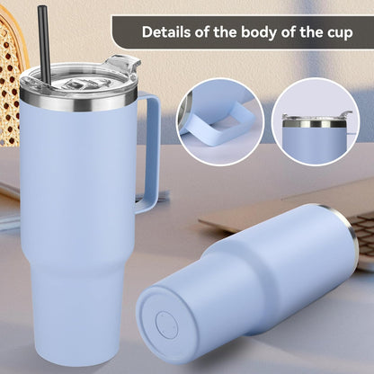 HASLE OUTFITTERS 40 oz Stainless Steel Tumbler with Handle, Vacuum Insulated Tumblers Bulk, Reusable Double Wall Travel Coffee Mug, Durable Powder Coated Water Bottle(Blue, 8)