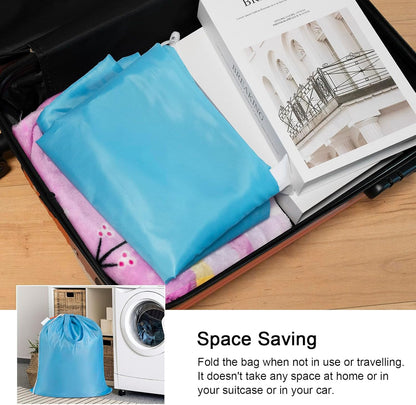 Polecasa Small Heavy Duty Laundry Bag with 130gsm Tear Resistant Fabric and Handles, Easy to Carry Durable Dirty Clothes Drawstring Bag, Perfect for College Dorm, Travel 21”x24”,Gulf Blue