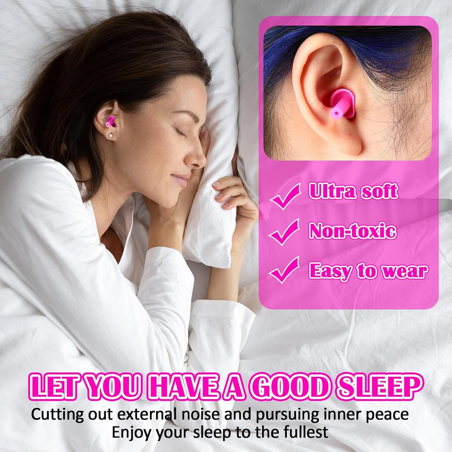 TrelaCo 100 Pairs Ear Plugs Bulk, NRR 29dB Reusable Silicone Ear Plugs with Plastic Cases Soft Foam for Sleeping Noise Cancelling for Concerts Shooting Swimming Noise Reduction(Pink)