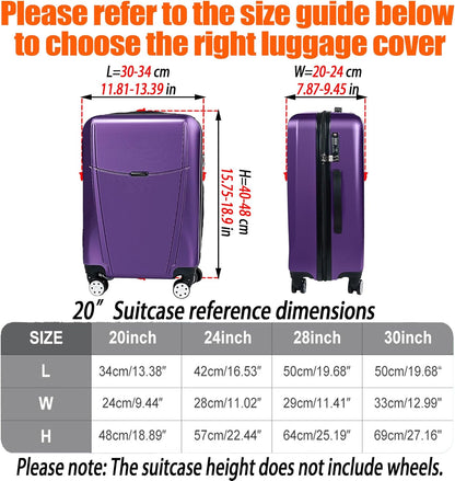 Suitcase Covers for Luggage – TSA Approved Clear PVC Luggage Protector Cover, Thick Transparent Waterproof Sleeve with Large Hook and Loop Closure, Fits 20" Wheeled Suitcases