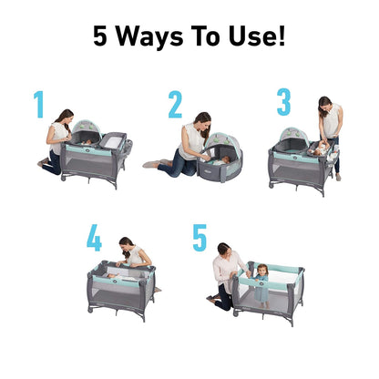 Graco Pack ’n Play Travel Dome Playard, Portable Bassinet with UV Canopy, Full‑Size Infant Bassinet, Diaper Changer