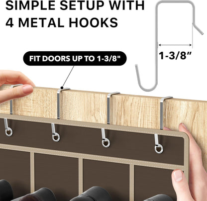 Simple Houseware 24 Pockets - Crystal Clear Over The Door Hanging Shoe Organizer, Brown (64'' x 19'')