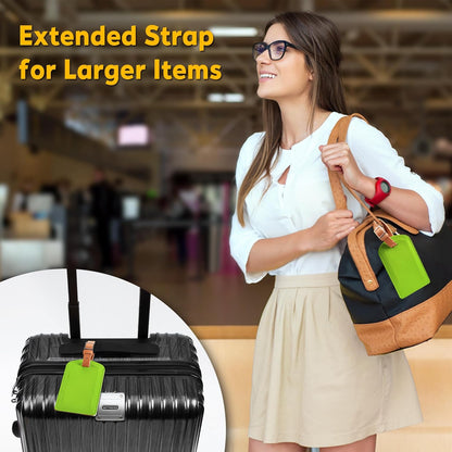 3 Pack Luggage Tags for Suitcases, TSA Approved Bag Tags, Baggage Tags with Privacy Protection, Travel Essentials Luggage Accessories, Green & Brown