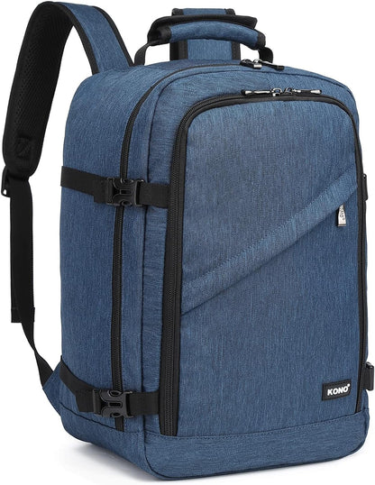 Kono Carry on Backpack, 16" Airplane Approved Under Seat Travel Backpack for Men and Women, Waterproof Lightweight Daypack for Flight 20L (Navy, Small)