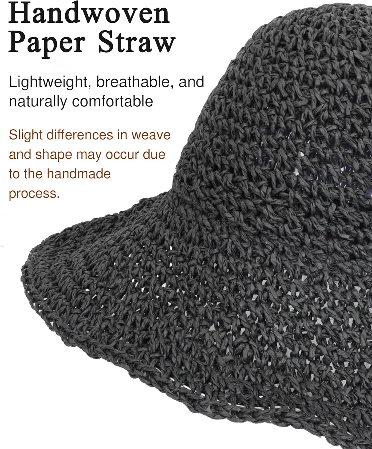 Womens Wide Brim Straw Sun Hat Foldable Floppy Crochet Beach Hat for Summer
